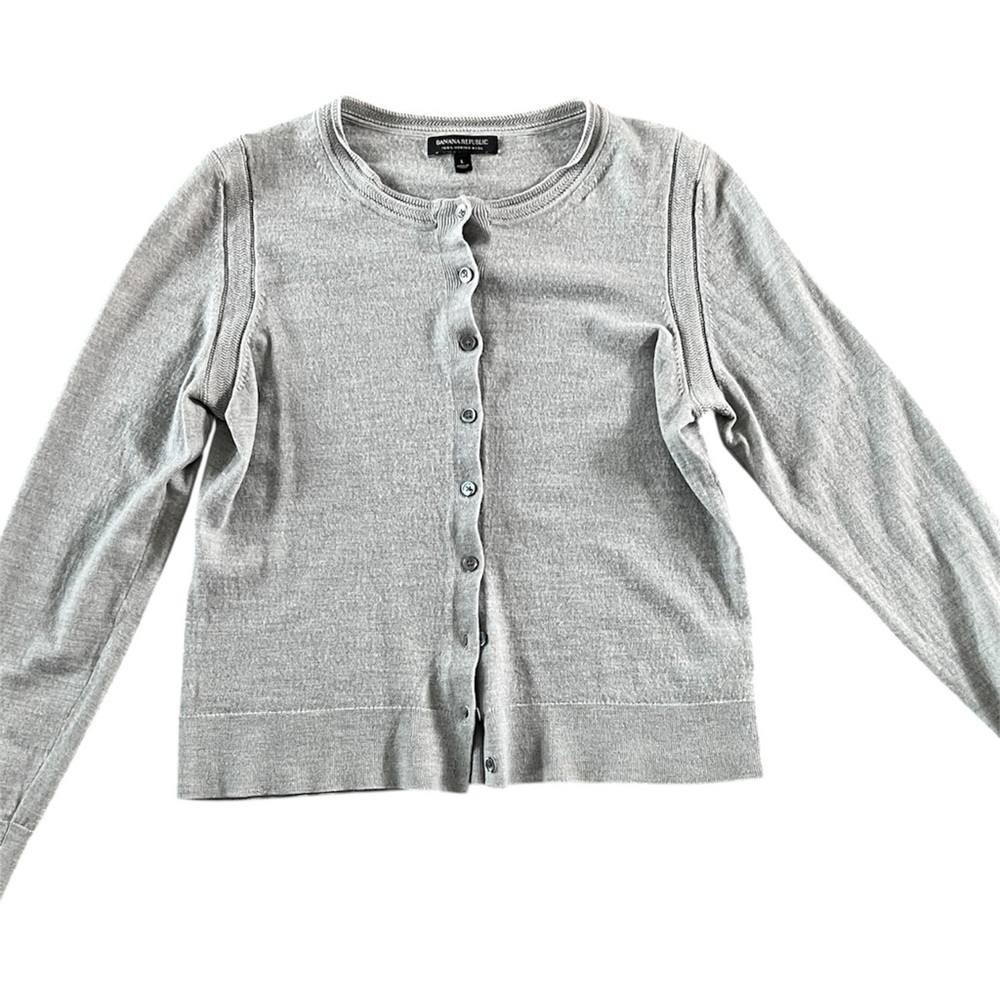 Banana Republic Light Gray Merino Wool Cardigan